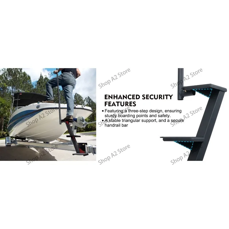 Heavy-Duty Marine Trailer with Safety Handle, Non-Slip Surface, Universal Third-Step Trailer Tongue Pedal