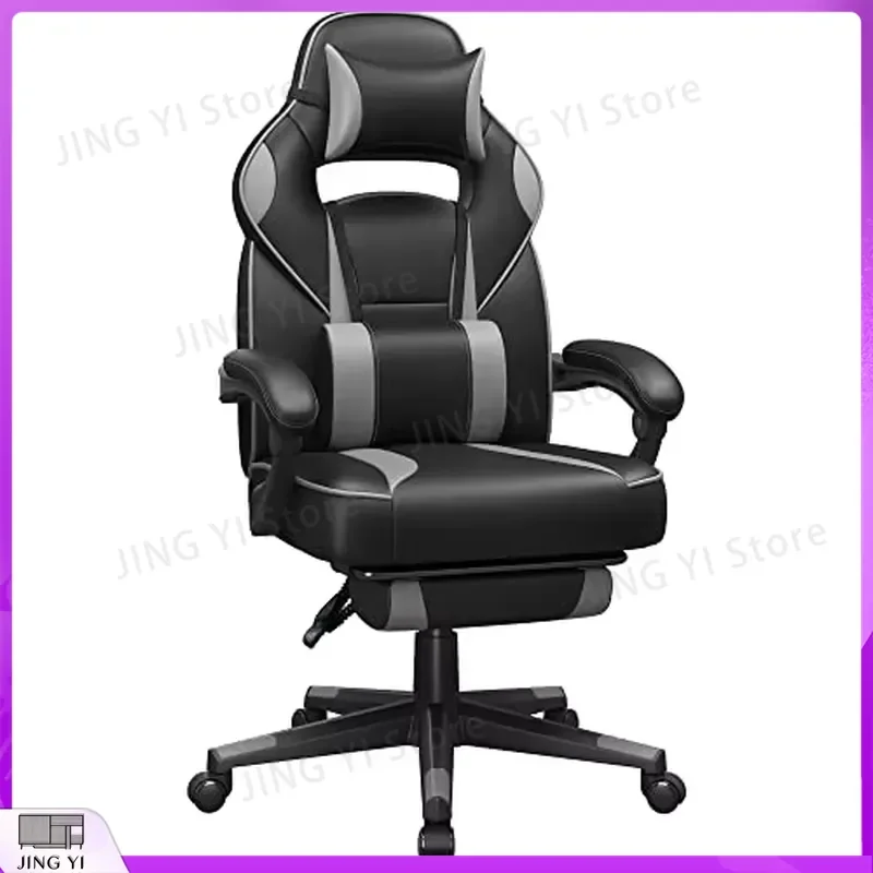 

Ergonomic Gaming Chair with Adjustable Height Reclining Backrest Retractable Footrest Lumbar Support Headrest for PC Gamers