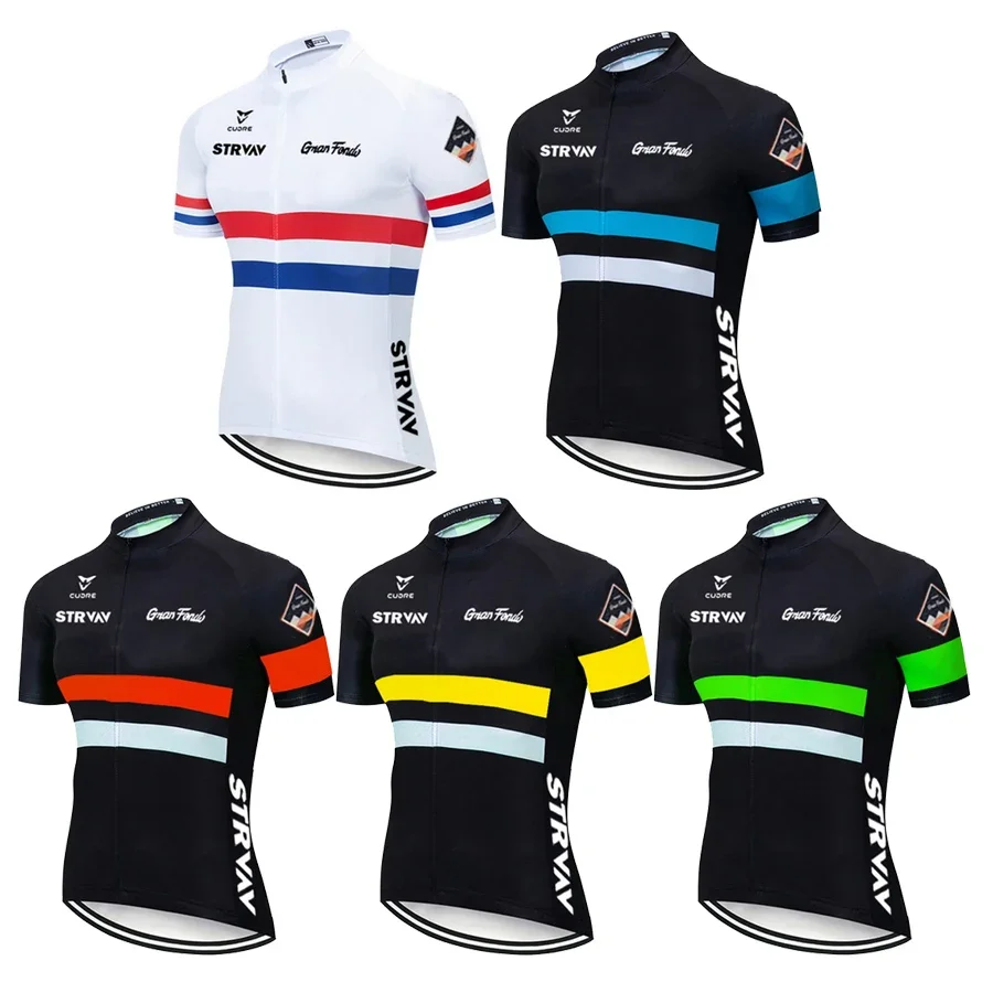 

STRVAV Men Short Sleeve Cycling Jersey MTB Maillot Bike Shirt Breathable Tricota Mountain Pro Team Bicycle Sports Clothing 2023