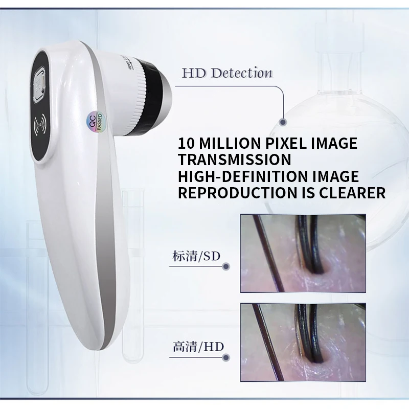 Loupe d'analyse de détection de follicule de la peau du cuir chevelu, WiFi, UV, analyseur de peau, détecteur de peau qualifiée ale professionnel, analyseur de cheveux