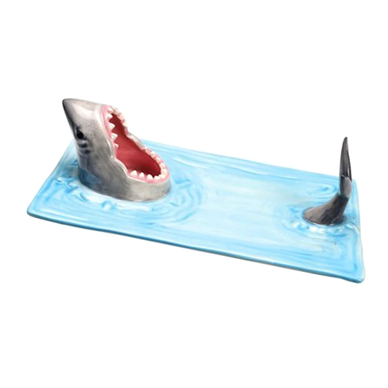 Ceramic Sushi Serving Plate, Shark Design Rectangle Cheese Board For Dining Decoration