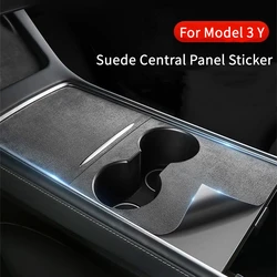 Suede Center Console Protector Cover for Tesla Model 3 Y 2021-2023 Model 3 Highland 2024 Central Panel Sticker Car Accessories