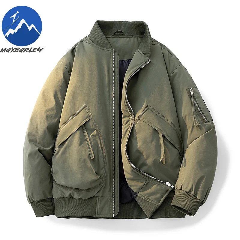 ブランドメンズパッド入りジャケット快適な韓国スタイル軽量コットンコートクラシック野球襟厚く暖かい冬のライディングジャケット