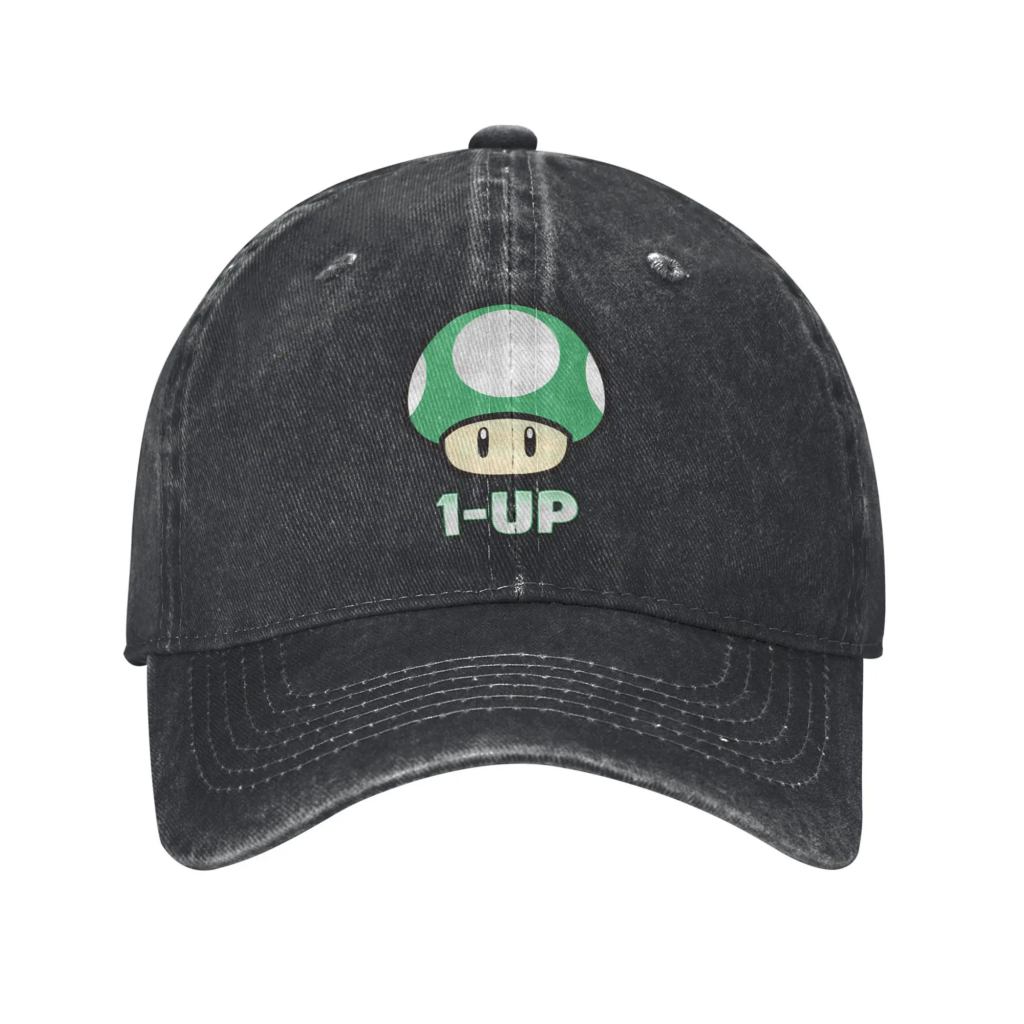 Vintage 1-Up Marios Baseball Caps Men Women Distressed Denim Washed Snapback Cap  Outdoor Running Golf  Gift Caps Hat