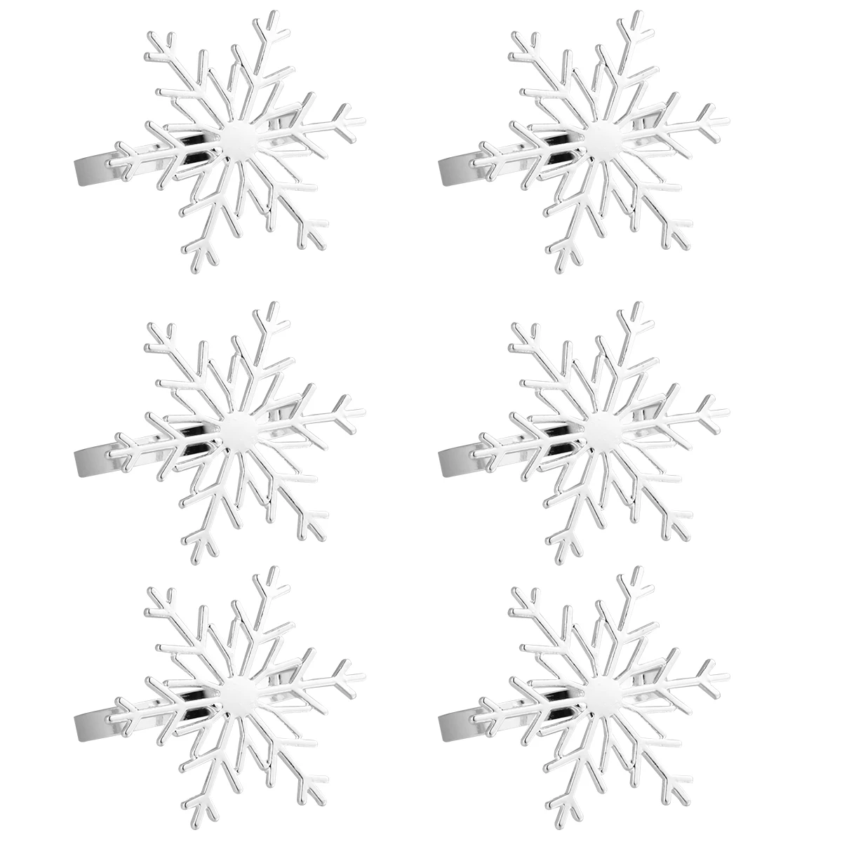 

6pcs Christmas Napkin Clips Snowflake Design Festive Table Decorations Heat Resistant Premium Material Gift For Christmas Dinner