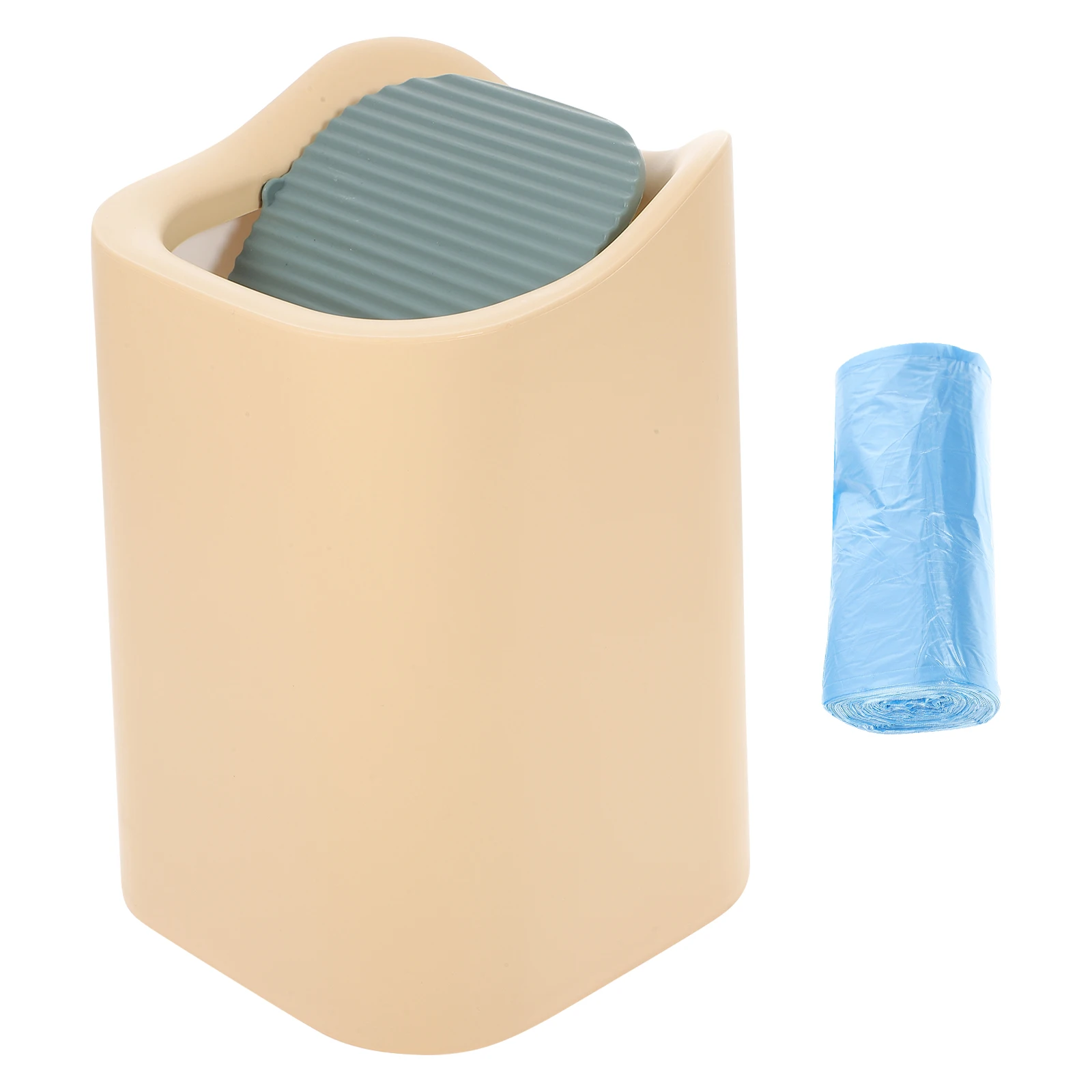 

Creative Rocking Trash Can 2PCS Small Desktop Garbage Bin Compact Plastic Wastebasket for Makeup Table Countertop Tiny Office