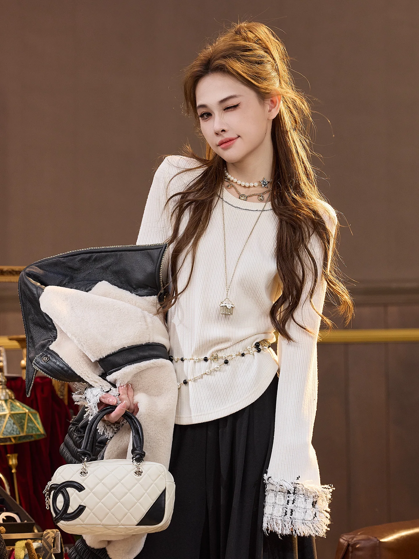 

Ele Simple Long Sve T-irt TUNT Autumn Winter Faion Trendy Ladylike Loose Fit Polyester Blend Breathable Comfortable