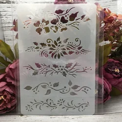 Plantillas de capas de línea de hojas de flores DIY, pintura de pared, álbum de recortes, coloración, relieve, álbum, plantilla de tarjeta decorativa, 26x17cm, 1 pieza