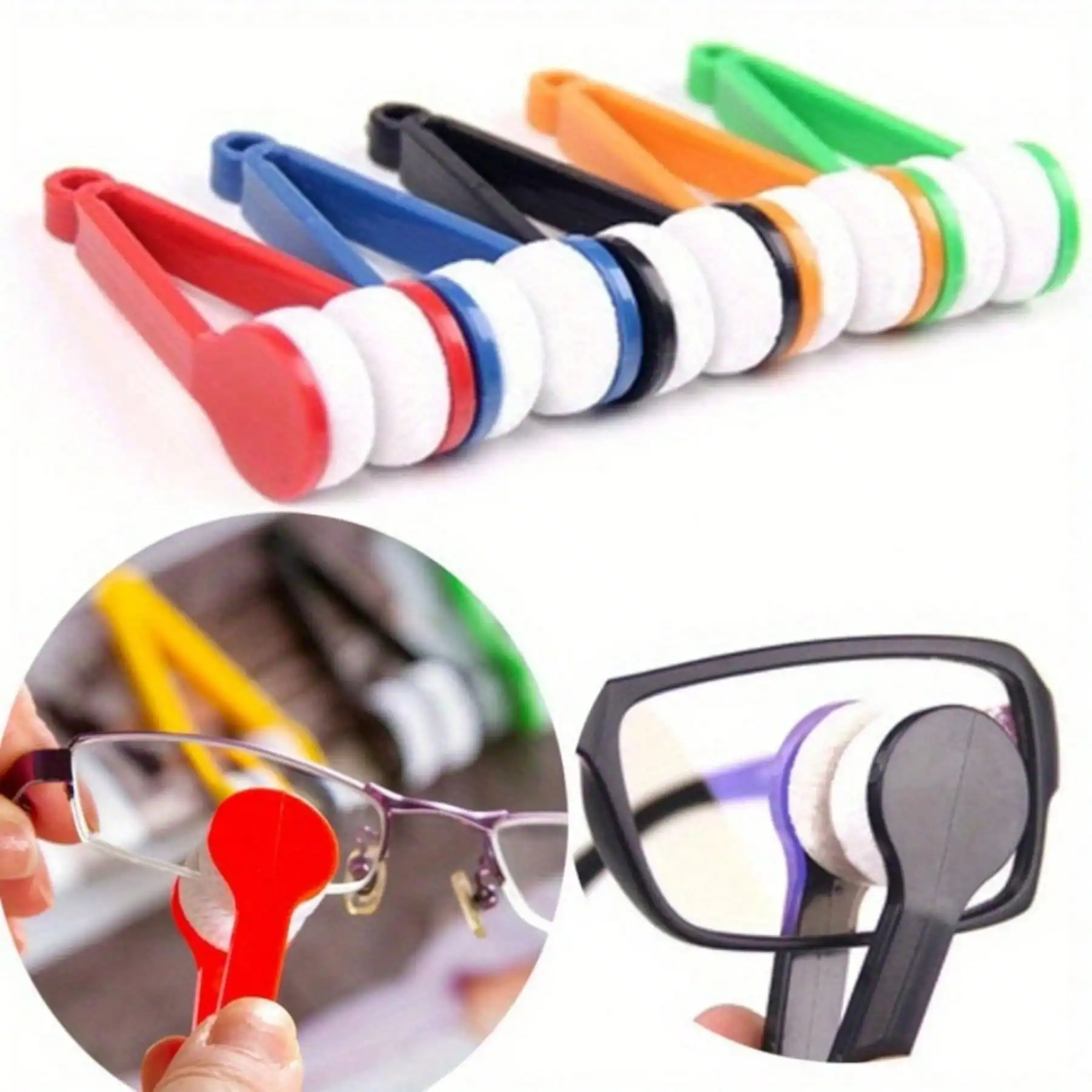 2pc random color portable glasses cleaning brush, reusable glasses cleaning agent, glasses brush cleaning tool