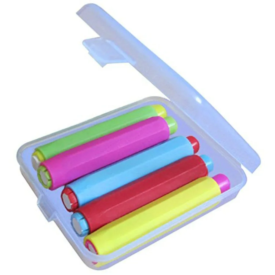 

5x держатель для мела с жестким футляром для хранения, регулируемый набор зажимов для мела для учителей, школьная офисная доска для рисования 3,7x0,6 5 ярких цветов