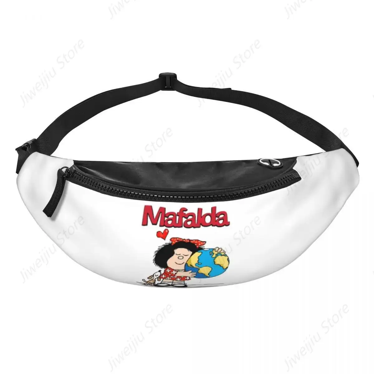 Mafalda World And Her Puppy Fanny Pack for Men Women Quino Comic Cartoon Crossbody Waist Bag Travel Hiking Phone Money Pouch