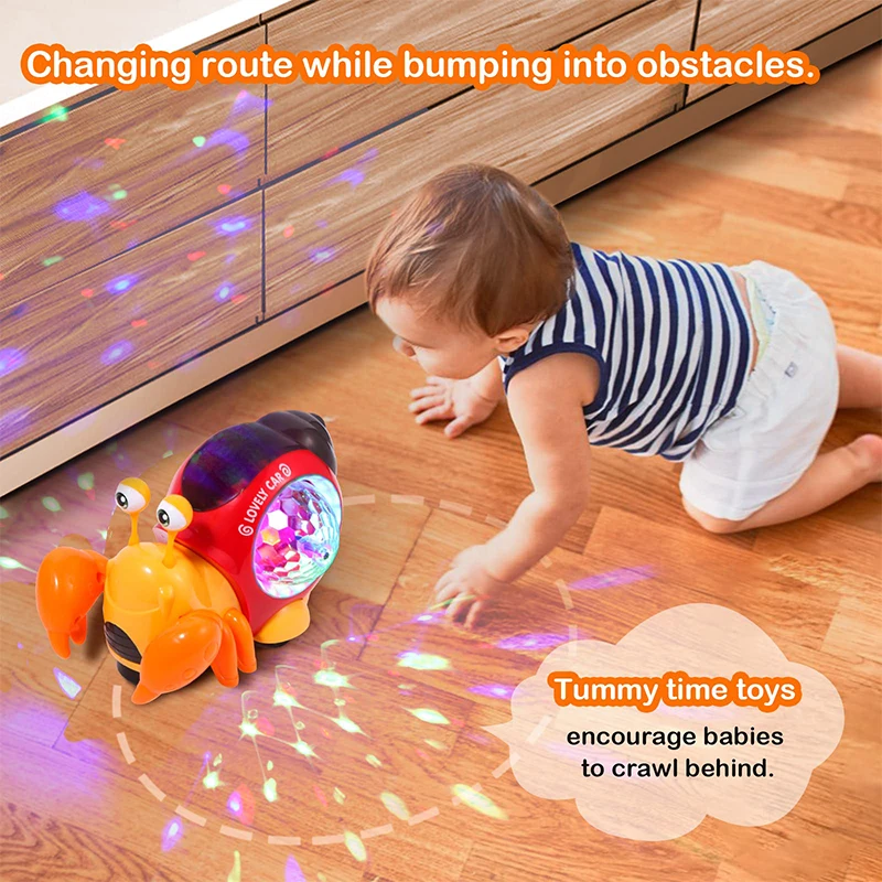 Crawling Crab Walking Dancing Electronic Pets Robo Hermit Crab Snail Glowing Music Light Baby Toddler Educational Toy Christmas