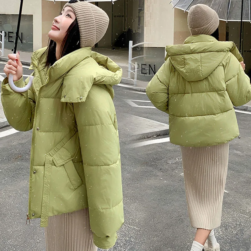 Fashion Parkas Hooded Jacket Women Winter Cotton Padded Coat 2024 Loose Student Coat Thicke Warm Outerwear Female Bread Jackets