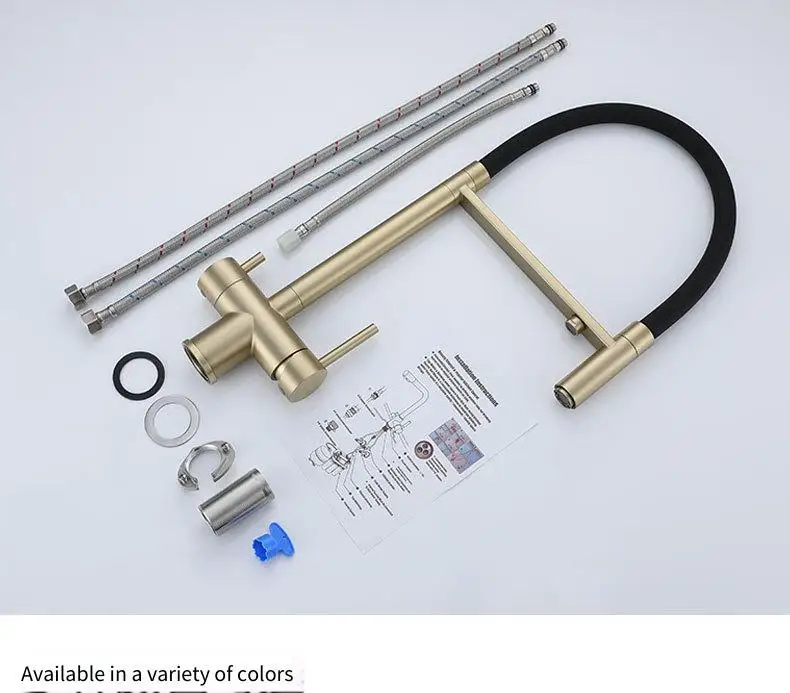 

Кухонный смеситель для горячей и холодной воды из нержавеющей стали 304, три в одном: для раковины, овощной мойки и фильтрации воды