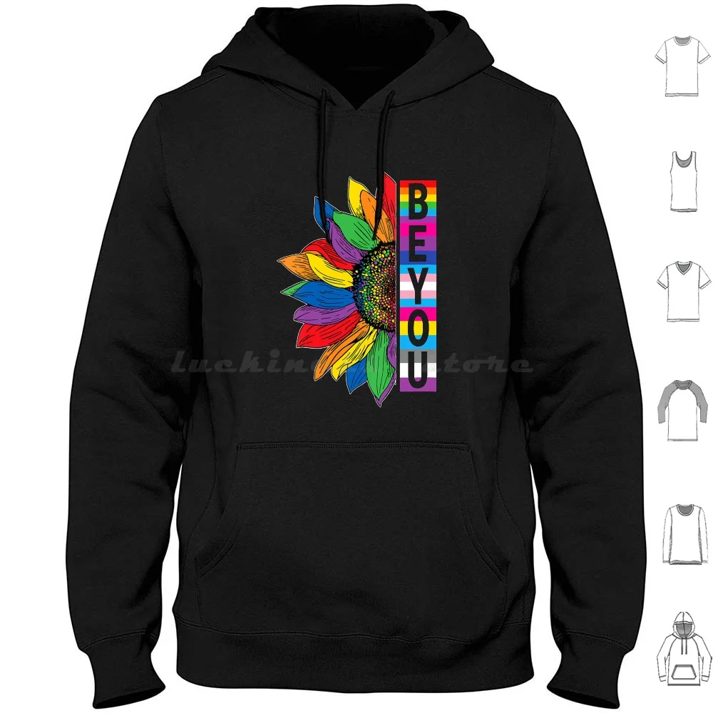 Womens Be You Pride Ally Sunflower Retro Vintage V-Neck Hoodie cotton Long Sleeve Person Kinda Blue Lightsaber Rabbit