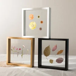 Double sided glass leaf carved photo frame, rectangular leaf display frame, European wooden photo frame, DIY, home decoration