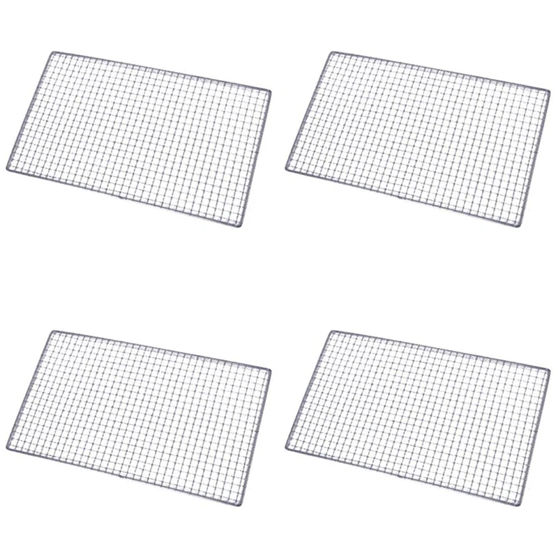 

4X Metal Squares Holes Grilling Barbecue Wire Mesh 30Cm X 45Cm