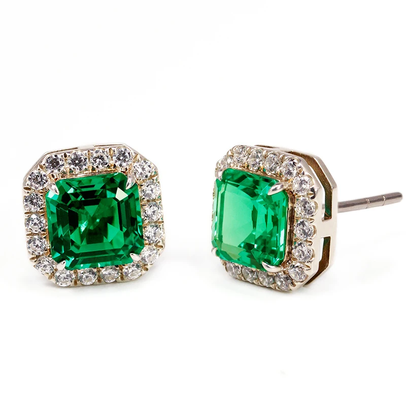 

High-End 925 Silver Elegant Luxury Stud Earrings Elegant Emerald Design Gem Earrings for Weddings Parties and Gifts