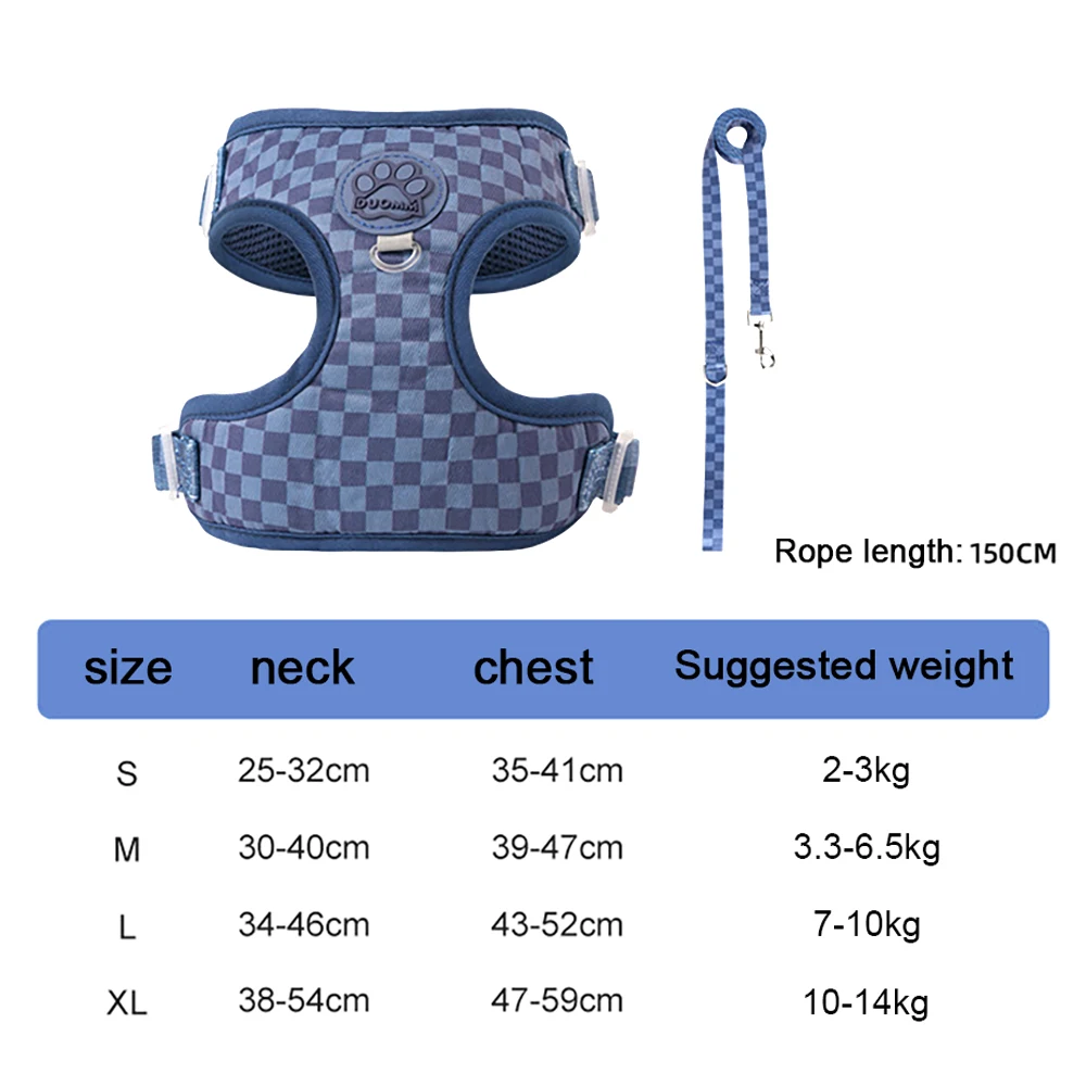 Adjustable Padded Dog Harness And Leash Set For Small Medium Pets_voghion.com