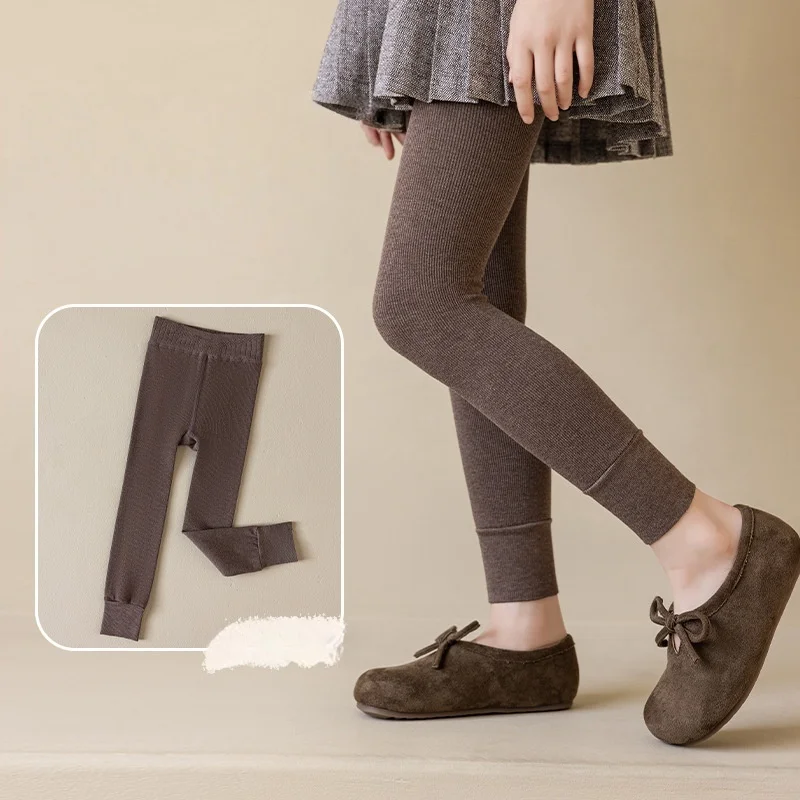 2026 Autumn Causal Daily 3-10Y Children Tight Leggings Appropriate Thickness PantsSoft Elastic Girls Kids Nine-Pants