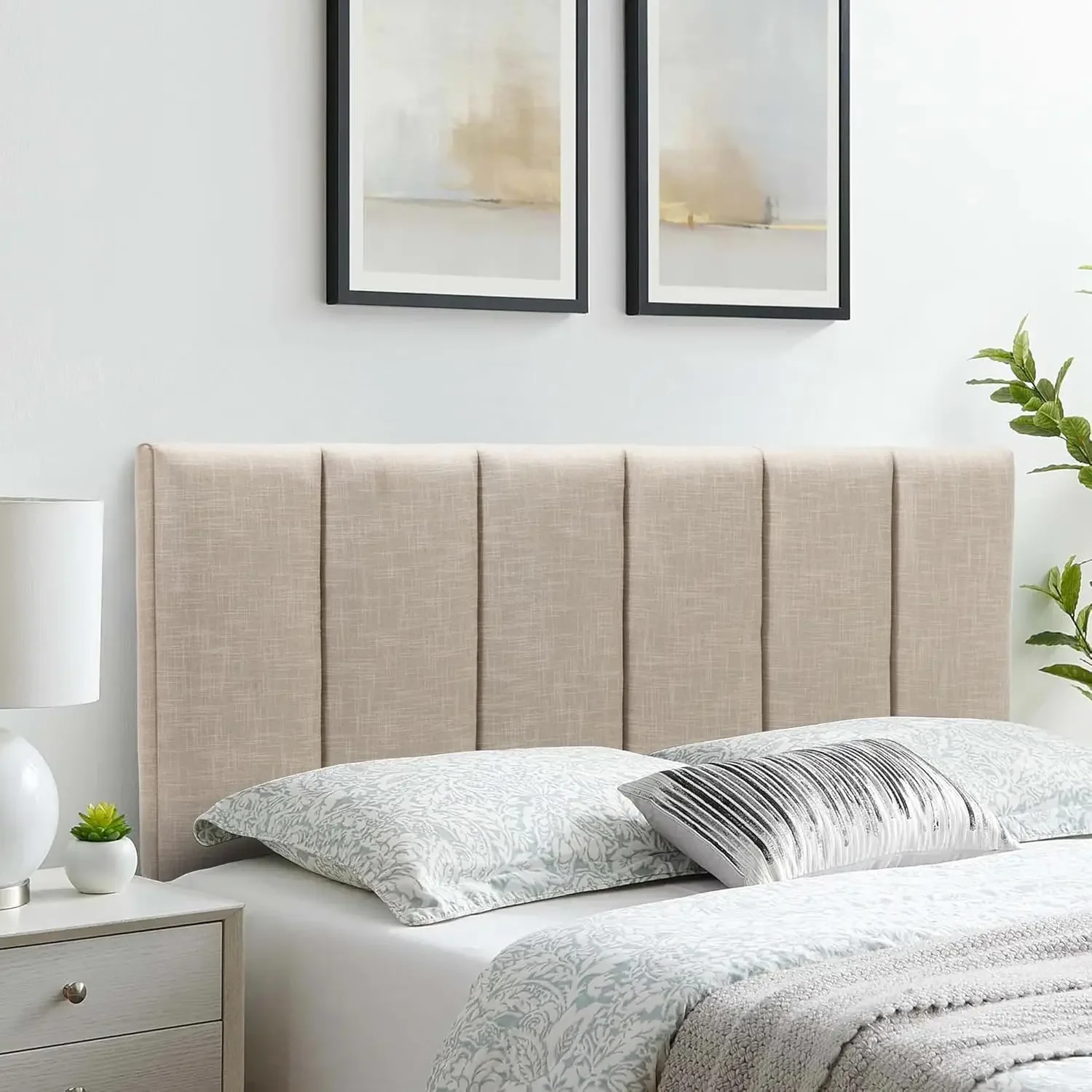 Home Upholstered Headboard Foldable King Size Headboards Eastern King/California King Linen Panel with Height Adjustments