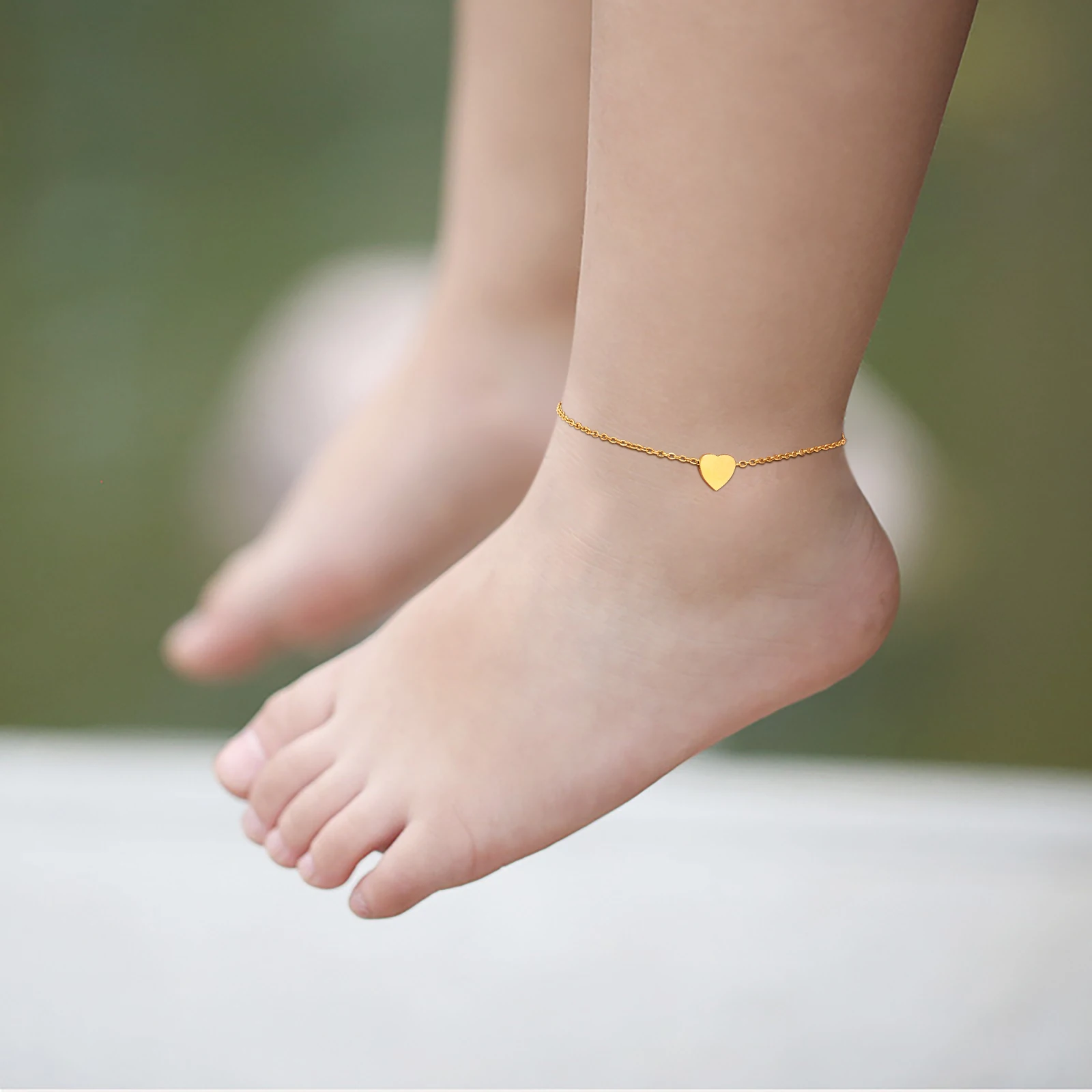 

Baby Heart Anklet Bracelet for Kids Child, Adjustable Foot Chain Anklet Summer Beach Jewelry