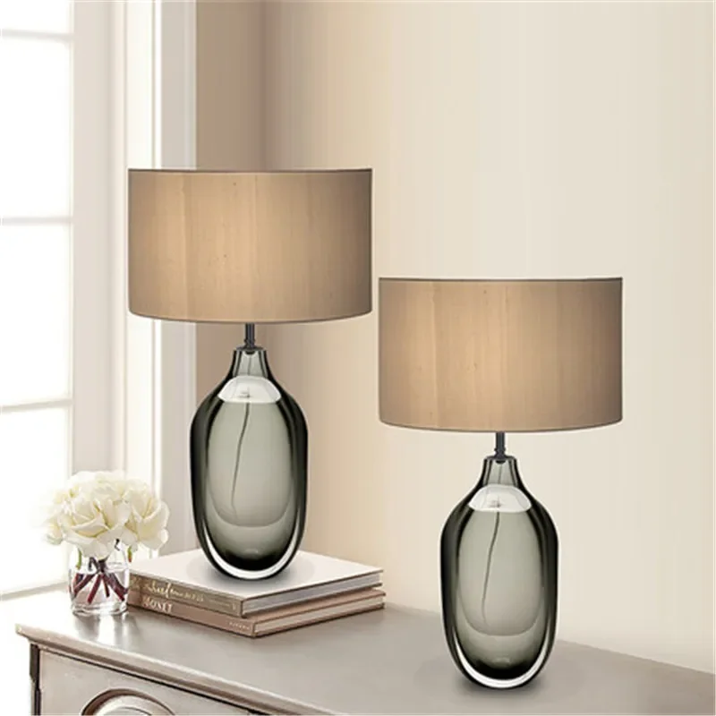 Lámpara de mesa de cristal esmaltado, luz de mesa de cristal de colores artísticos, luces de pie de cristal para sala de estar de villa, lámpara de noche para dormitorio