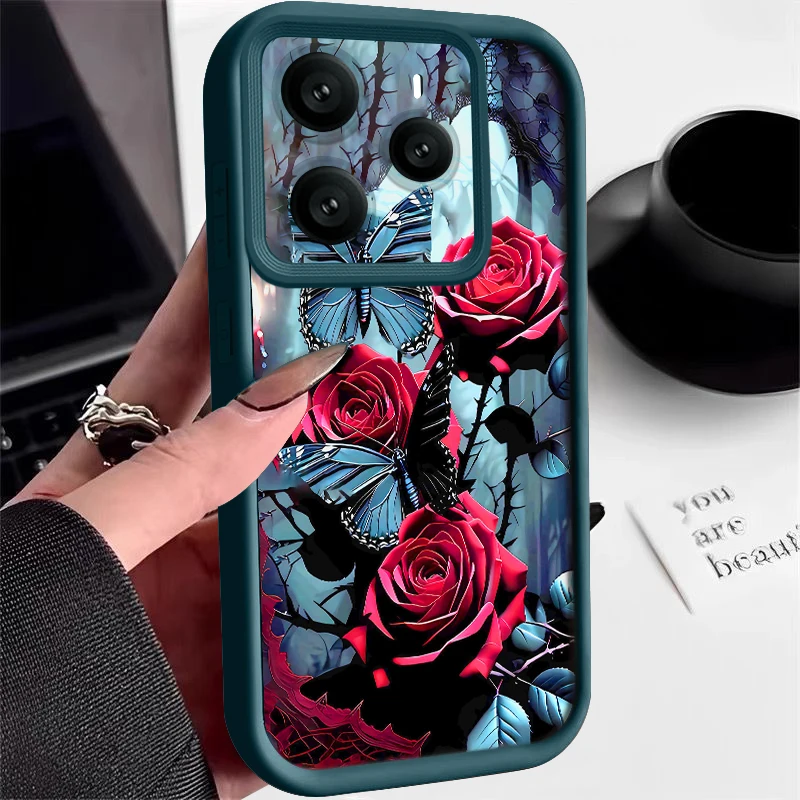 Funda de Teléfono TPU con Patrón de Rosas Rojas para Xiaomi 14T Pro 13T Pro, Carcasa Trasera de Silicona Suave Antigolpes para Xiaomi 14T 13T