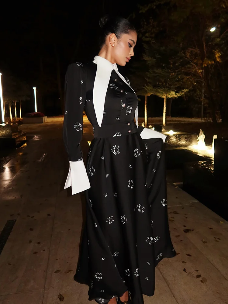 CNYISHE Prints Patchwork Button Elegant Women Dresses Party Outfits Fashion Skinny A-Line Sexy Club Bodycon Vestidos Robes