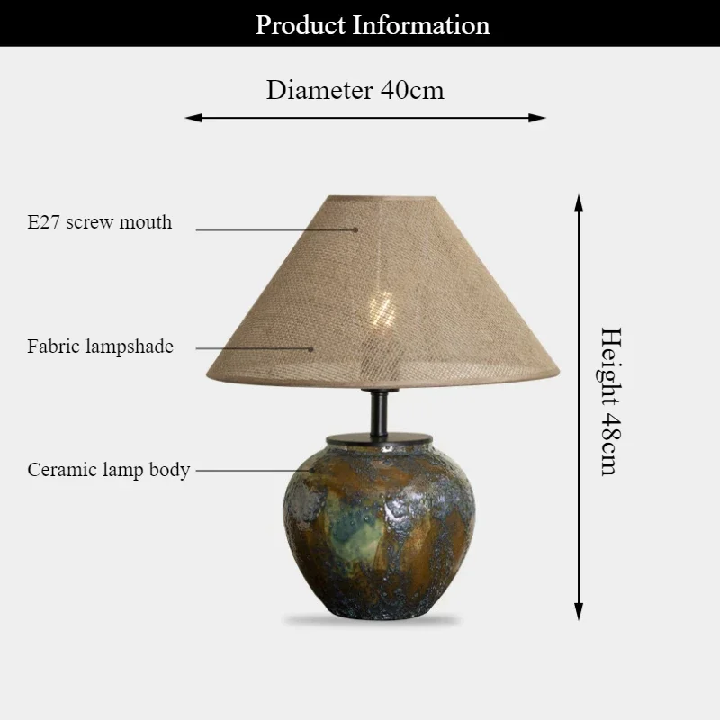 

SANDYHA Japanese Old Ceramic Floor Lamp Fabric Lampshade Bedroom Bedside Led Light Living Room Study Lighting Fixtures Modern