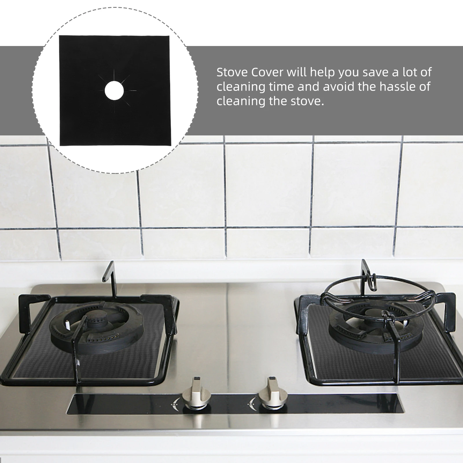 4 قطع من حصيرة الموقد المقاومة لدرجات الحرارة العالية، أغطية من الألياف الزجاجية، واقي الطباخ #5