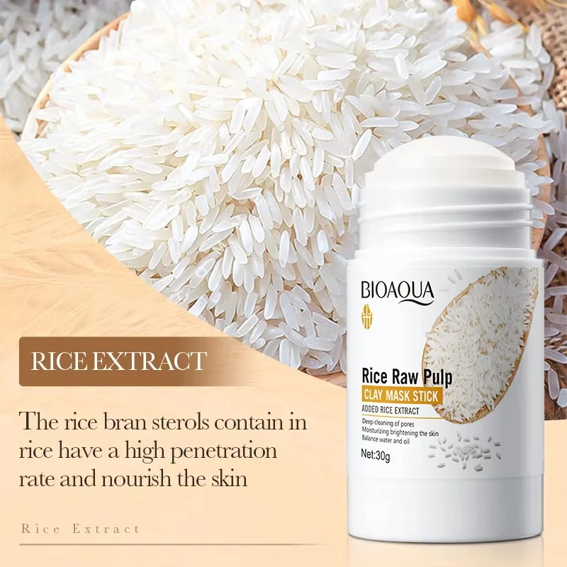 BIOAQUA White Rice Face Mask Moisturizing Stick Mud Blackhead Removal Firming Clay Anti Wrinkle Facial Masks Skin Care Products view 3