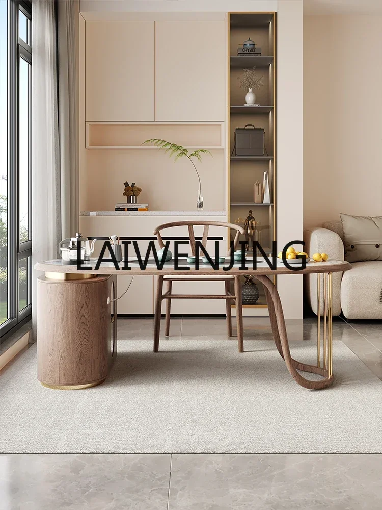 

YZLiving Room Home New Chinese Style Solid Wood Table-Chair Set Office Tea Table Kettle Integrated
