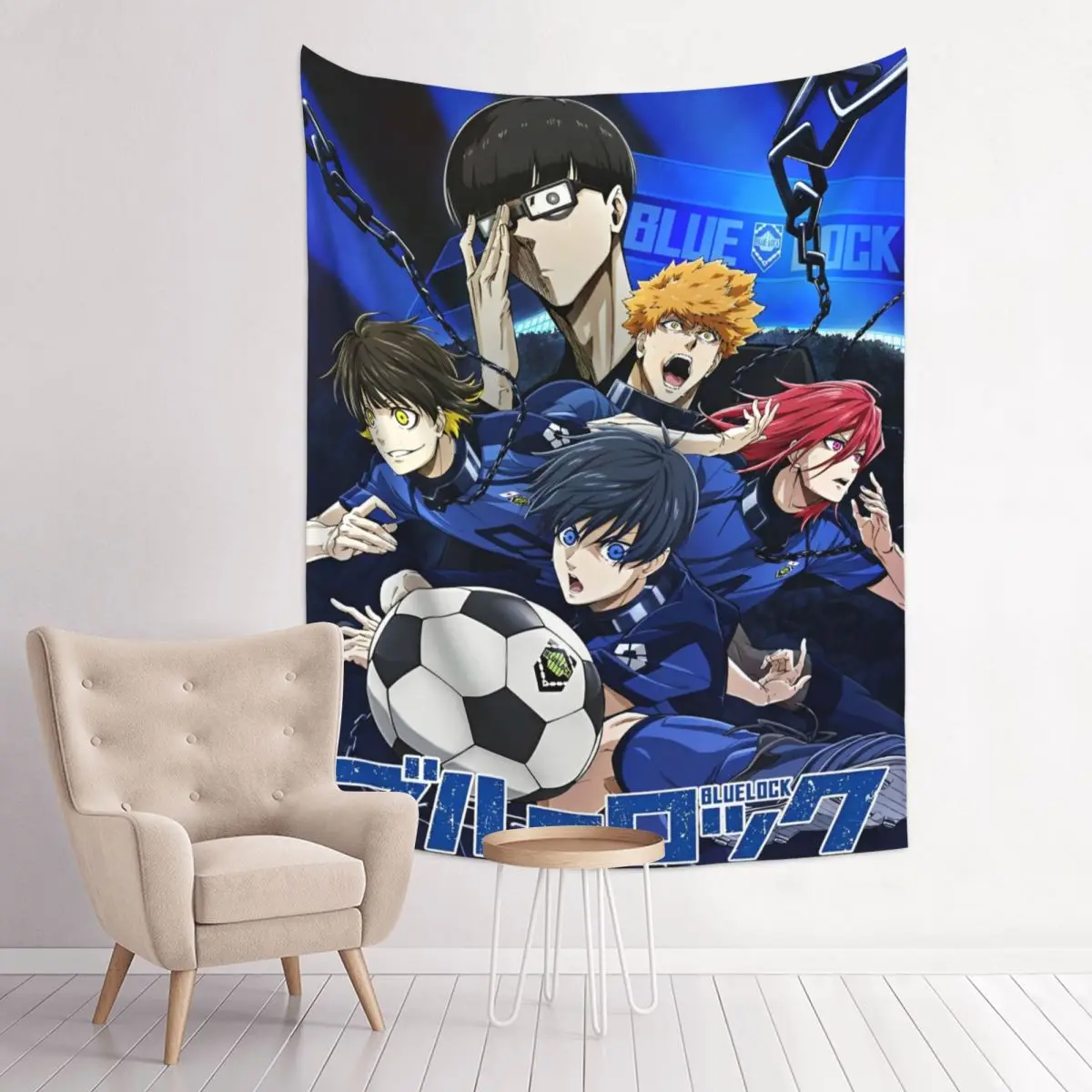 Japanese Anime Blue Lock Tapestry Colorful Polyester Wall Hanging Wall Decor Yoga Mat Psychedelic Tapestries