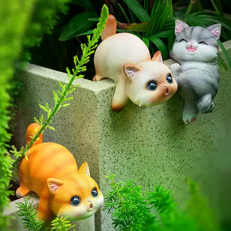 Cat Flower Pot Huggers For Flower Pots, Cute Plant Pot Hanger Ornaments, Funny Plant Decorations For Pots, Resin Cat Figurines