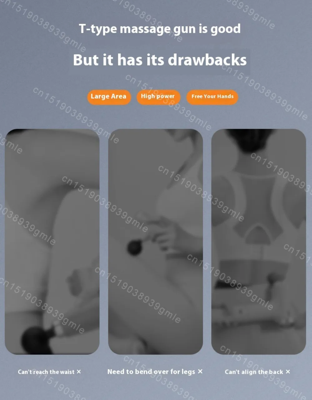 Smart Fascia Gun Deep Tissue Professional Massager Muscle Relaxation for Neck Shoulder Back with Extended U-Shaped Handle