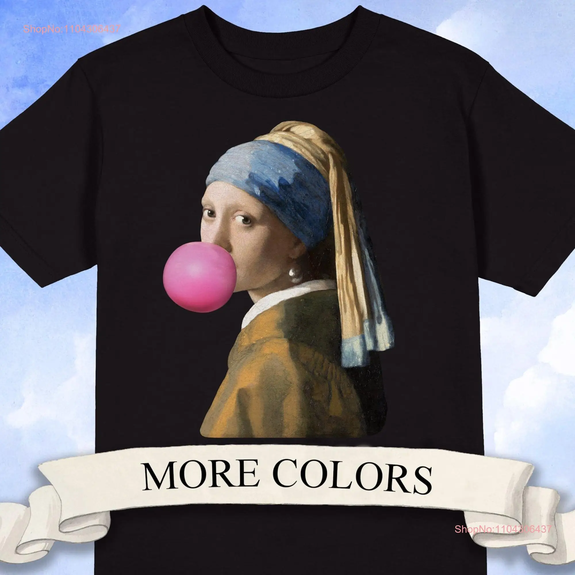 Bubble Gum Girl with a Pearl Earring t shirt Aesthetic long or short sleeves