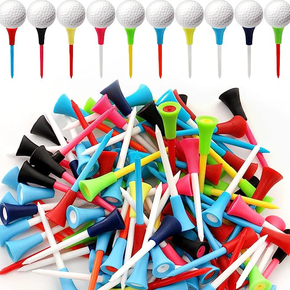 50 pieces of golf two-color golf pins, golf tees, golf course accessories (mixed colors)