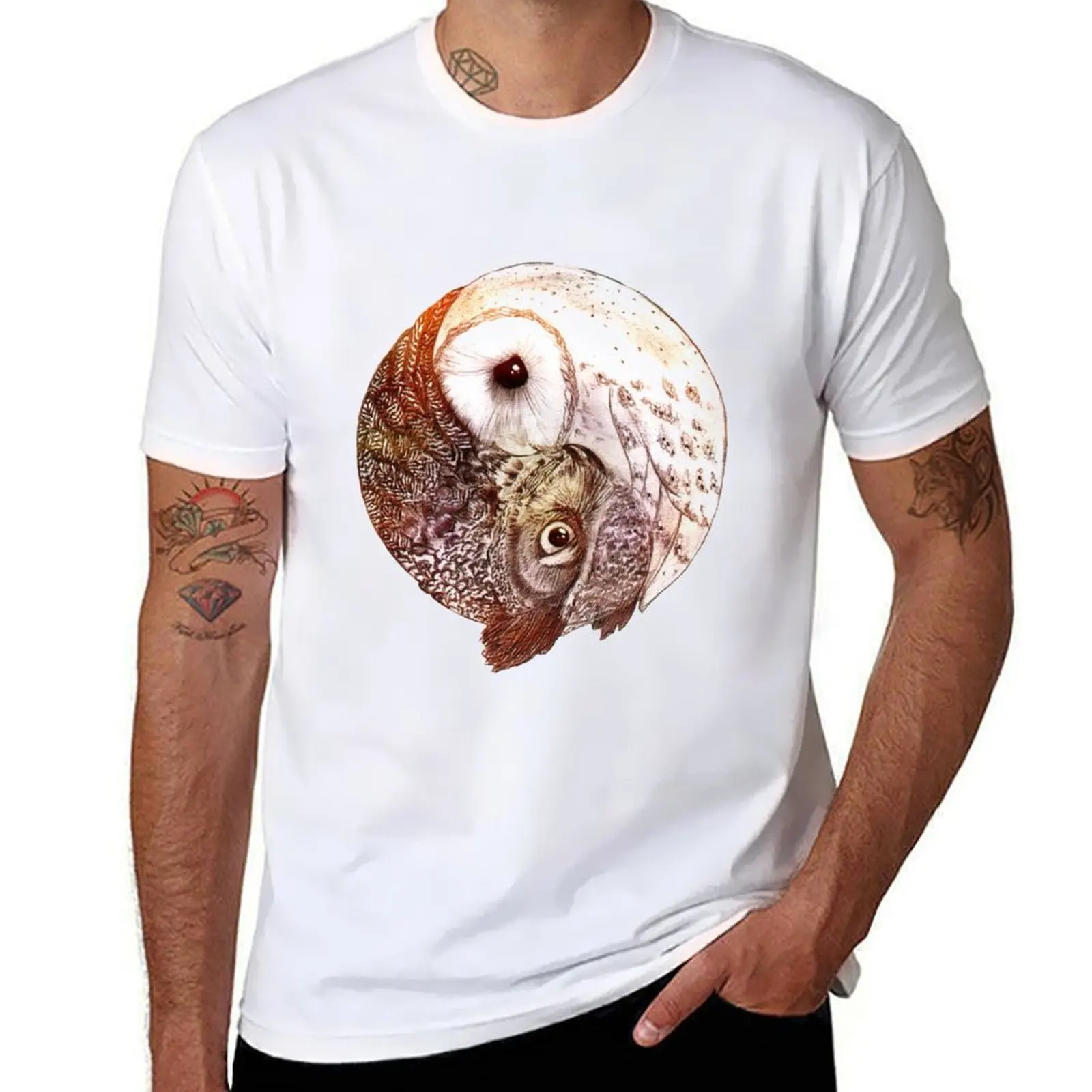 

Yin Yang Owl T-Shirt cotton t shirt man man t shirt luxury T-Shirt