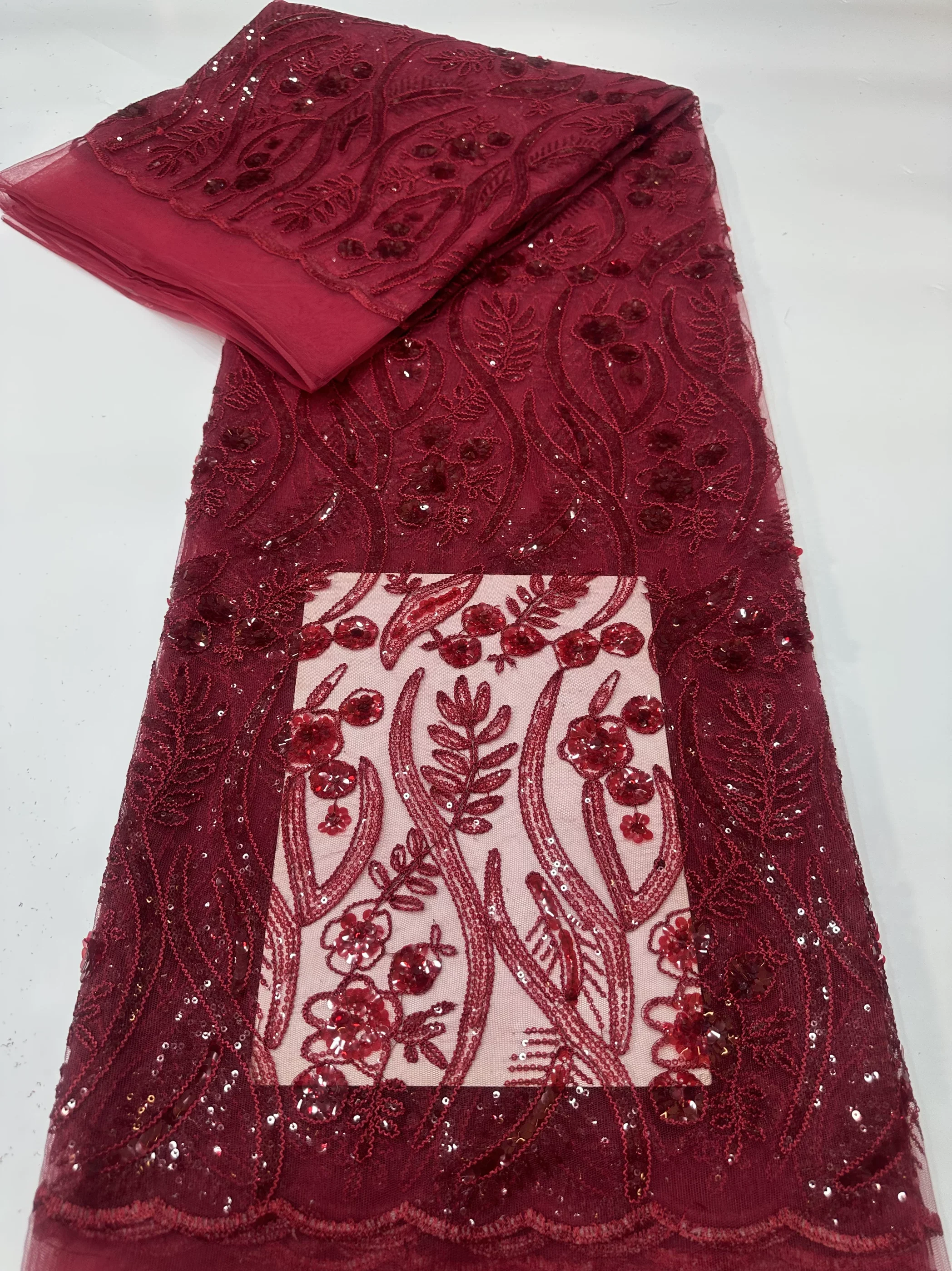 

2-ярдовая ткань с вышивкой пайетками и цветочным узором для одежды, разноцветная сетчатая ткань для чонсамов и свадебных платьев