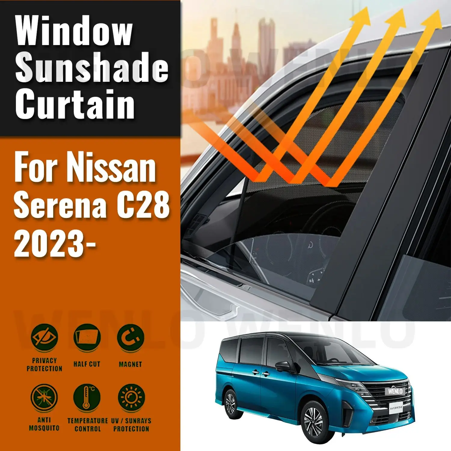 

For Nissan SERENA C28 2025 2024 2023 Car Sun Visor Accessories Window Windshield Cover SunShade Curtain Mesh Shade Blind Custom