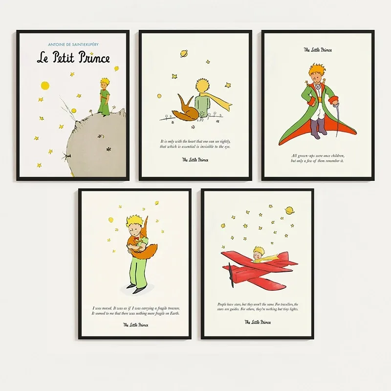 Le Petit Prince People Have Stars Quote Retro Cartoon Poster and Prints Canvas Printing Wall Art Picture for Kid Room Home Decor