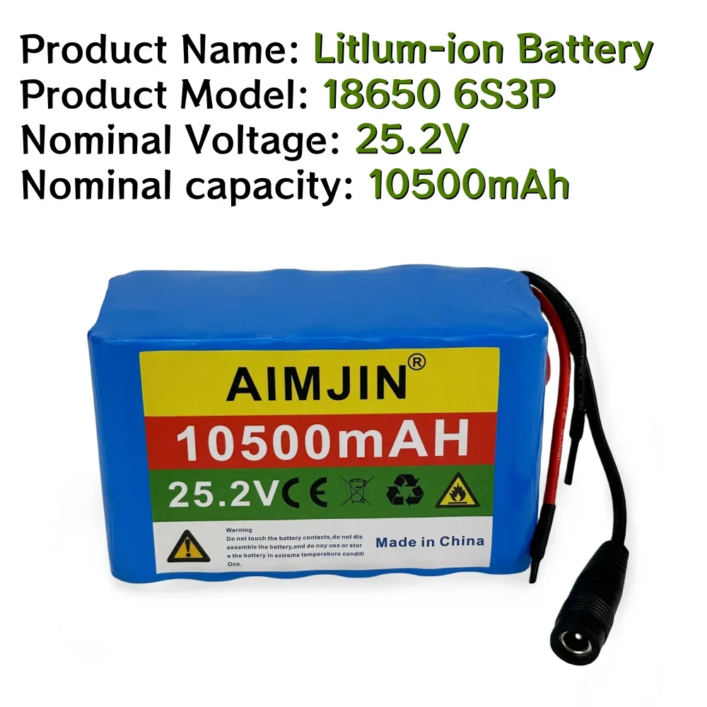 100% NEW 6S3P 25.2V 10.5Ah High-capacity Li-ion Battery Pack 10500mAh Rechargeable Battery Built in BMS