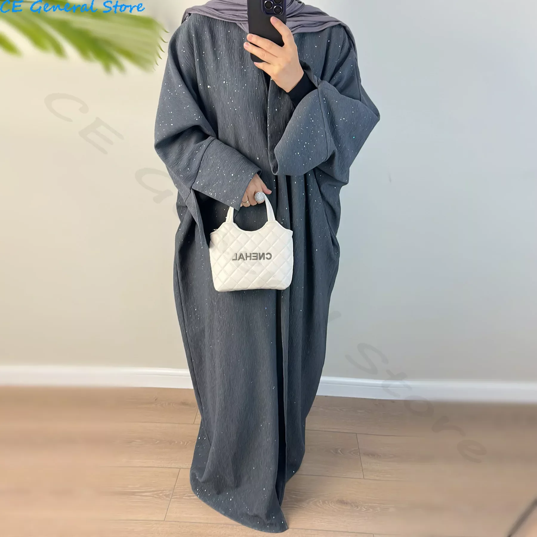 Autumn Winter Abaya Dubai Luxury Glitter Thick Kimono Muslim Cardigan Coat Abayas for Women Islamic Clothes Turkey Hijab Outwear