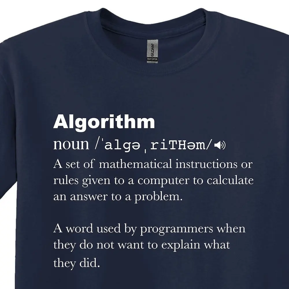 Coder T Shirt Algorithm Definition Funny Programmers Software Engineer Nerd Computer Geek S