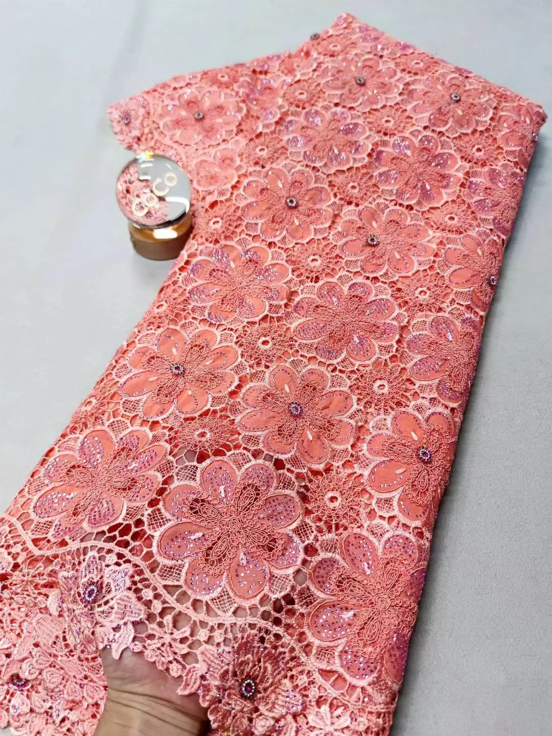 أفريقيا النيجيري 2025 الترتر لفستان الزفاف الشيفون تول أقمشة الدانتيل عالية الجودة حفلة جبر الخياطة القطن 5 ياردة XL119