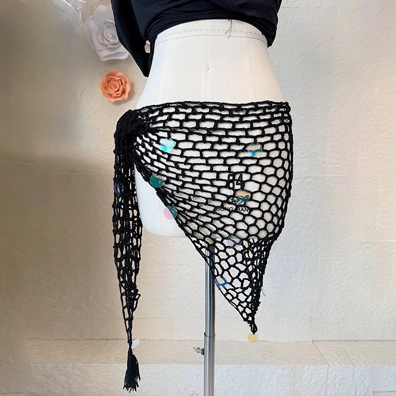 

Customized Belly Dance Hip Scarf Net Big Triangle Scarf Waist Chain Waist Scarf Oriental Dance Practice Accessories Waist Cover