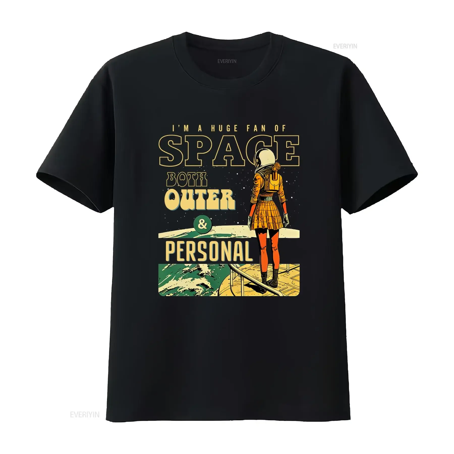 Huge Fan Of Space Both Outer And Personal T Shirt Funny Astronaut Design For Astronomy Geeks Galaxy Lovers vintage Washed
