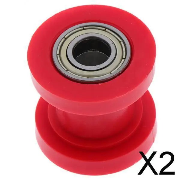 2-4pack Motorcycle 10mm Chain Roller Pulley Tensioner Wheel Guide for Cars Red