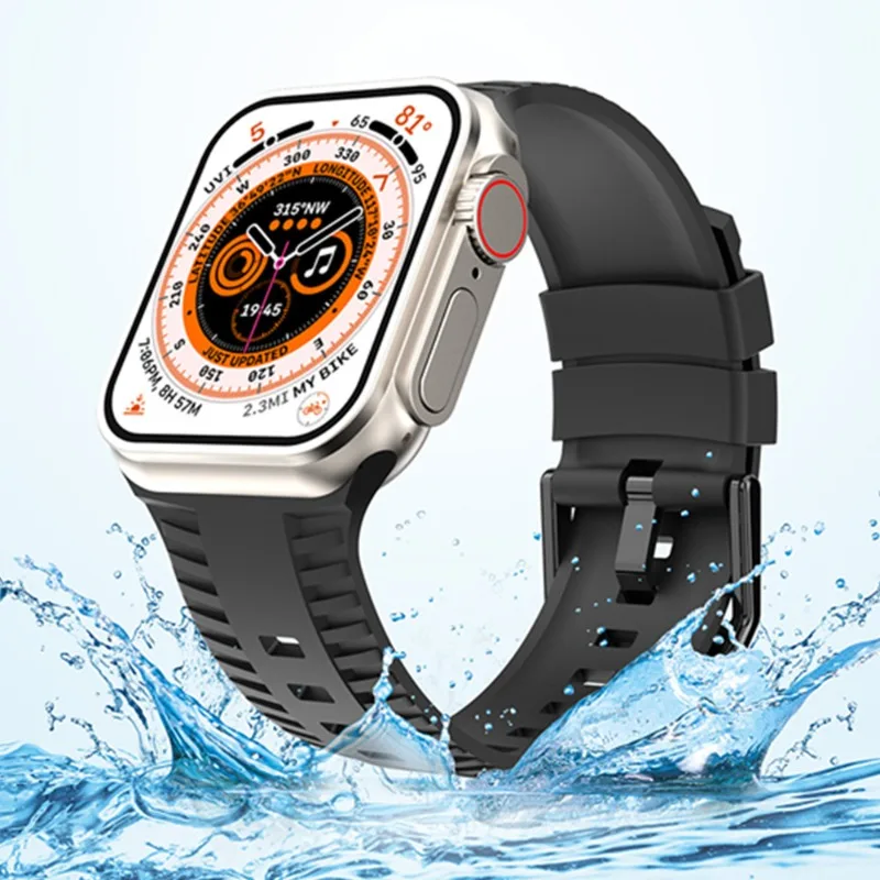 Sport Silicone Band For Apple Watch Strap 46mm 42 45 41 44 40 49 38mm Textured Wristband For iWatch Series 12 11 10 9 8 7 6 5 4